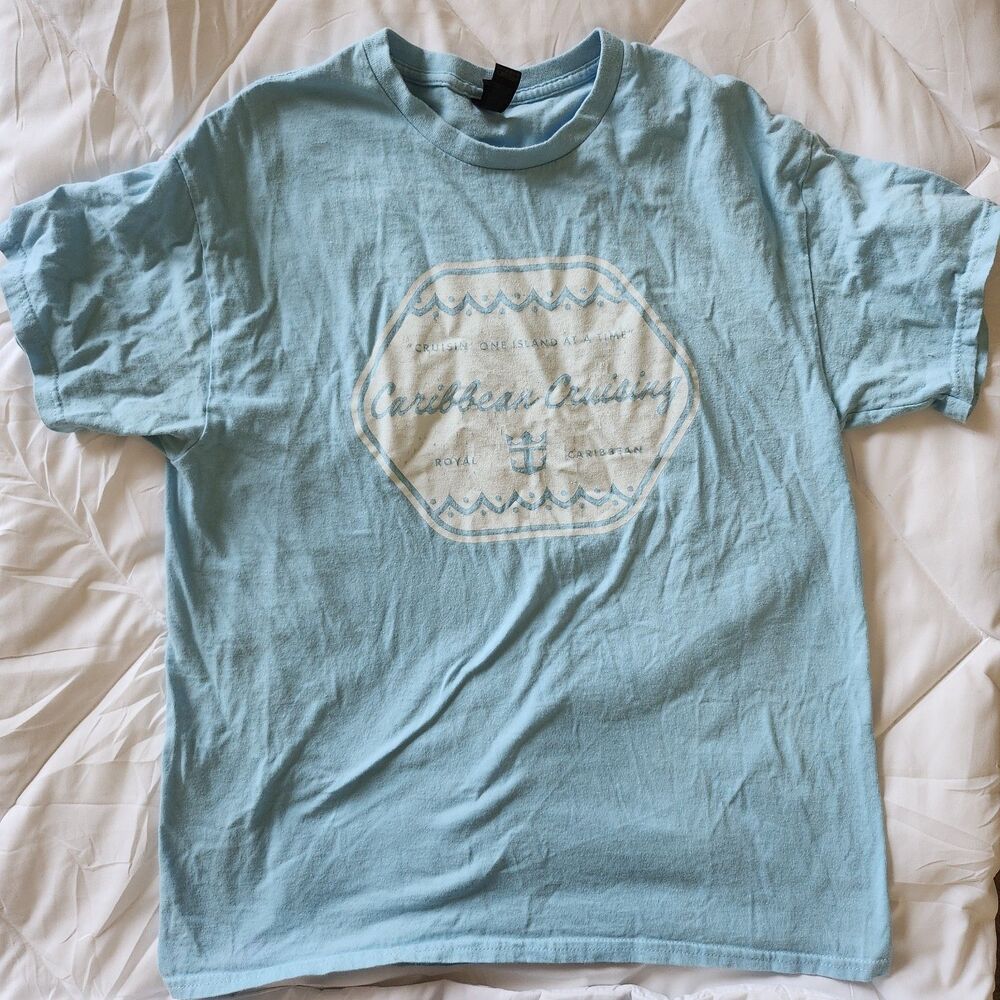 Gildan Heavy Cotton Men's Blue Caribbean Graphic T-Shirt Size L